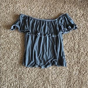 A.E.’s off the shoulder grey top